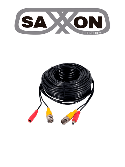 SAXXON SXWB50 - Cable Coaxial Siamés Armado / Conector BNC de Video / Conector de Alimentación / 50 Metros / 100% Cobre / Optimizado para cámaras 4K / Uso en interior / TVCSAX