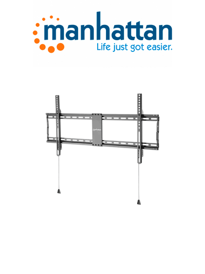 MANHATTAN 461948 - Soporte fijo ultradelgado para TV / Soporta un televisor de 43 a 100 de hasta 70 kg 154 lbs., soporte fijo para televisor, diseño ultradelgado, plegable para un embalaje compacto y fácil de transportar, negro I&MBFIN