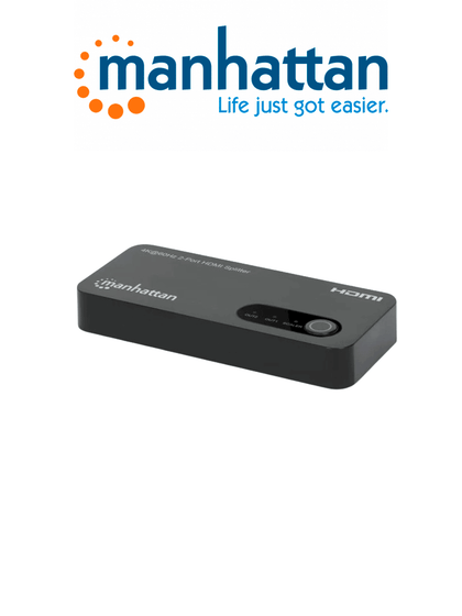 MANHATTAN 207614 - Video Splitter HDMI 4K de 2 puertos Divide una entrada HDMI en dos salidas HDMI 4K 1x2, 18Gbps, negro