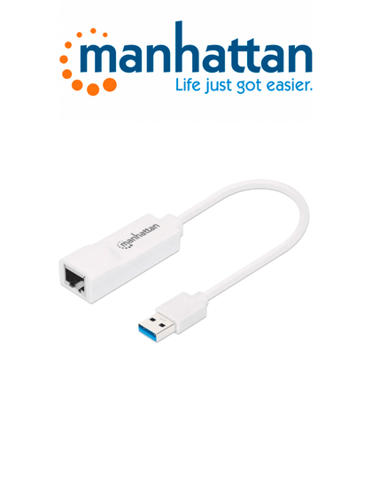 MANHATTAN 506847 Adaptador de Súper Velocidad USB 3.0 a RJ-45 GB Ethernet 10/100/1000 Mbps Gigabit Ethernet, Súper Velocidad USB 3.0