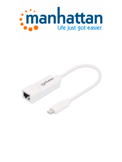 MANHATTAN 507585 Adaptador de USB Tipo C a Red Gigabit USB SuperSpeed 3.2 Generación 1; 10/100/1000 Mbps Gigabit Ethernet