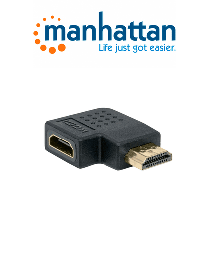 MANHATTAN 353489 - Adaptador HDMI HDMI A Hembra a A Macho, ángulo izquierdo de 90°