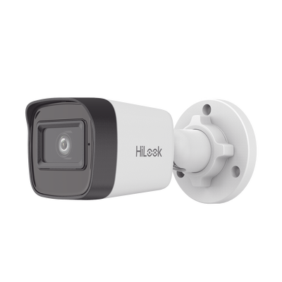 HiLook Series / Bala IP 2 Megapixel (1080p) / Lente 2.8 mm / Dual Light / Micrófono Integrado / Exterior IP67 / PoE / dWDR / H.265+ / ONVIF