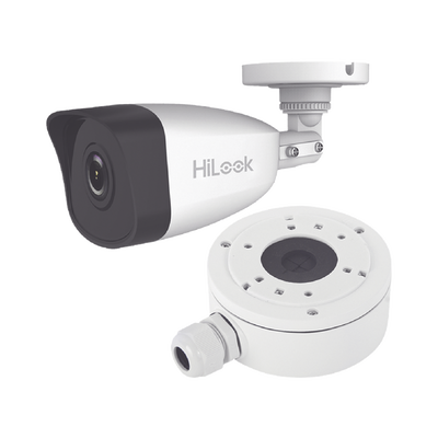 HiLook Series / Bala IP 4 Megapixel / 30 mts IR / Exterior IP67 / PoE / dWDR / Lente 2.8 mm + Caja de conexión DS-1280ZJ-XS