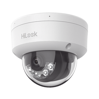 HiLook Series / Domo IP de 4 Megapixel / Lente 2.8 mm / 30 mts IR / Micrófono Integrado / Exterior IP67 / PoE / WDR 120 / H.265+ / ONVIF