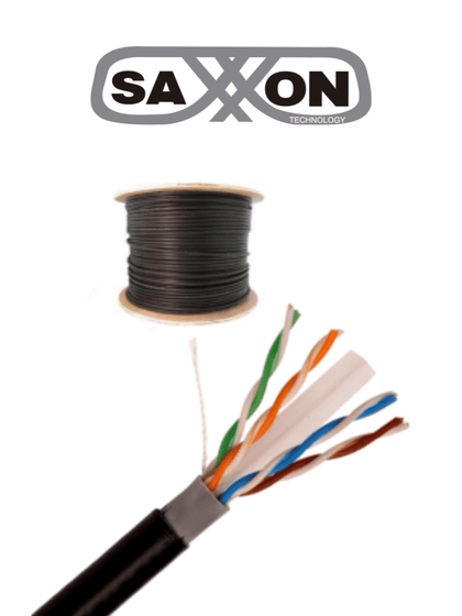 SAXXON OUTPCAT6CCAEXT- Cable UTP CCA de 305m, categoría 6 para exteriores, con doble forro y color negro.