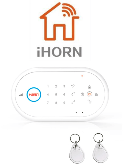 IHORN ND1 - Panel De Alarma Comunicación 2G. 32 Zonas Inalámbricas Incluye Fuente y 2 Llaveros RFID Para armar y desarmar Verificar Tipo De Comunicación En Su Zona