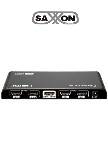 SAXXON LKV314HDR-V3.0 - Divisor HDMI 4K con 1 entrada y 4 salidas, resolución 4K x 2K Ultra HD y 1080P Full HD, soporta HDR, salidas de video combinadas en 4K y 1080P, con alcance de hasta 10 metros en entrada y salidas.