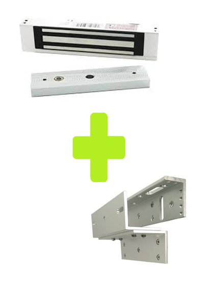 ZKTECO LM120PAK - Paquete de contrachapa magnética de 120 kg, voltaje de 12VDC incluye soporte ZL para su instalación, compatible para puertas de madera y metal