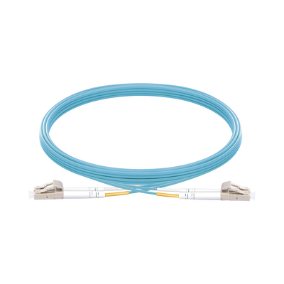 Jumper de Fibra Óptica Multimodo OM3 50/125 LC-LC OFNR (Riser), 2.0 mm, Dúplex, Aqua, 5 metros