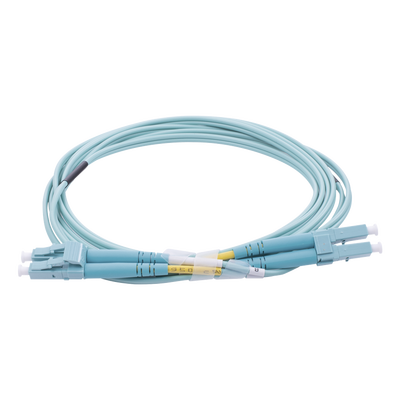 Jumper de Fibra Óptica Multimodo OM4 50/125 LC-LC OFNR (Riser), 2.0 mm, Dúplex, Aqua, 2 metros