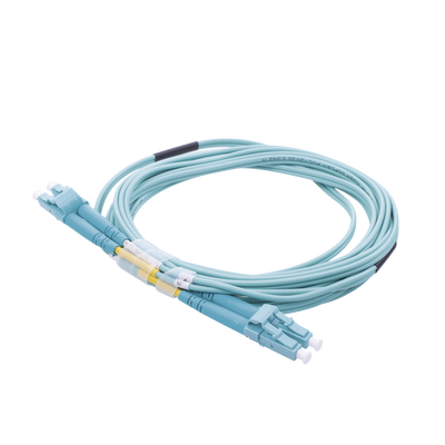 Jumper de Fibra Óptica Multimodo OM4 50/125 LC-LC OFNR (Riser), 2.0 mm, Dúplex, Aqua, 3 metros