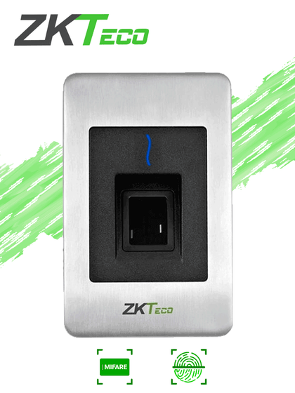 ZKTECO FR1500SMF - Lector Esclavo De Huella BIO ID Tarjetas Mifare 13.56 Mhz / IP65 / RS485 y Led Indicador de Estado / Compatible con Paneles InBio