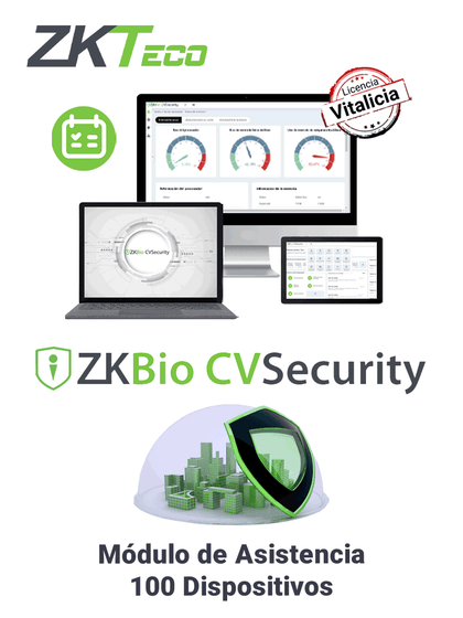 ZKTECO ZKBIOCVTAP100 - Modulo Vitalicio de Asistencia para BioCVSecurity para 100 puntos de asistencia / Hasta 30 000 Usuarios