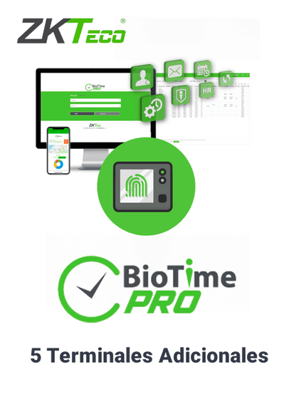 ZKTECO BIOTIMEPROADDDEV- Licencia Vitalicia para Agregar 5 Terminales Adicionales / Se requiera una licencia base para su activación