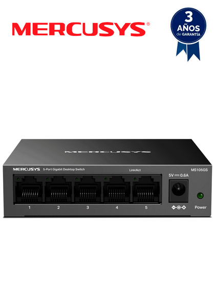 MERCUSYS - MS105GS / Switch Gigabit de sobremesa de 5 puertos M&TDIC