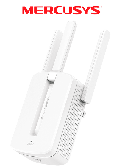 MERCUSYS MW300RE -Repetidor de cobertura WiFi N con tecnología MU-MIMO, velocidad de 300 Mbps en 2.4 GHz, 3 antenas externas y botón WPS. O3