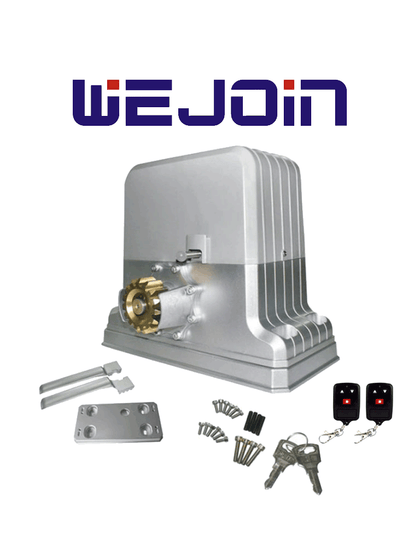 WEJOIN WJKMP202 - Motor para portón deslizante o corredizo / Soporta hasta 1800 Kg / Control remoto 418 Mhz / Limites físicos / Compatible con Cremallera WJKJCT