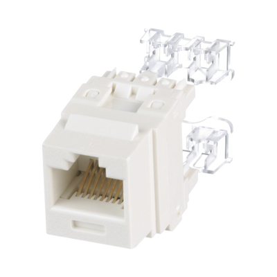 Conector Jack Estilo 110 (de Impacto), Tipo Keystone, Categoría 6, de 8 posiciones y 8 cables, Color Blanco mate