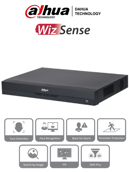 DAHUA NVR2216-16P-I2 - NVR de 8 Megapixeles /16 Canales IP/ WizSense/ 4k Con IA/ 16 Puertos PoE/ 2 Bahías de Discos Duros / 1 Ch de Reconocimiento Facial y FD/ 10 Bases de Datos de Rostros/ H.265+/ SMD Plus/ Soporta Camaras con IA/ NVF