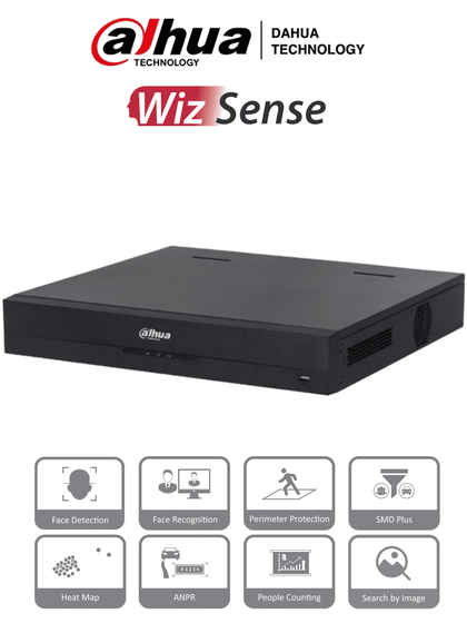 DAHUA NVR4416-16P-4KS2/I - NVR de 8 Megapixeles/ 16 Canales IP/ WizSense/ 4k Con IA/ 16 Puertos PoE/ 4 Bahías de Discos Duros/ 1 Ch de Reconocimiento Facial por el NVR/ 10 Bases de Datos de Rostros/ H265+/ SMD Plus/ Soporta Camaras con IA/