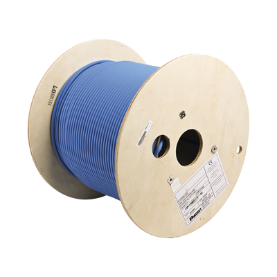 Bobina de Cable Blindado F/UTP de 4 Pares, Cat6A, Soporte de Aplicaciones 10GBase-T, LSZH (Libre de Gases Tóxicos), Color Azul, 305m