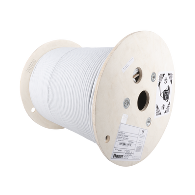 Bobina de Cable Blindado F/UTP de 4 Pares, Cat6A, Soporte de Aplicaciones 10GBase-T, LSZH (Libre de Gases Tóxicos), Color Blanco, 305m