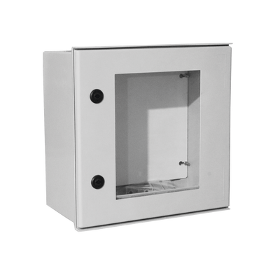 Gabinete de Poliéster IP65 Puerta Transparente, Uso en Intemperie (400 x 400 x 200 mm) con Placa Trasera Interior de Plástico (Incluye Chapa y Llave).