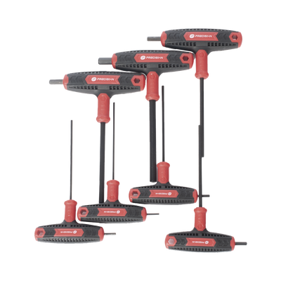 Juego de 7 Llaves Hexagonales ( Allen ) Milimétricas con Cabeza Redonda y Mango T.