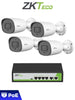 ZKTECO POE4255CPAK - Paquete de 4 Cámaras IP Bullet Full Color 5MP BS855P12CS7CMI con Switch PoE Fast Ethernet 4 Puertos AF/AT