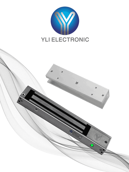 YLI YM280NLEDULPACK Paquete de Cerradura Magnética YM280NLED y MBK280UL para Puertas de Vidrio sin Marco / 280 kg 600 Lb / Con Indicador Led