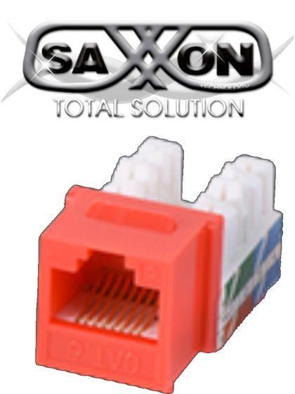 SAXXON M2656R - Modulo jack keystone RJ45 / 8 Hilos / CAT 6 / Compatible con calibres AWG 22-26 / Color rojo