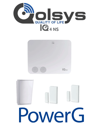 QOLSYS IQNS PACK - Paquete que contiene Sistema de Alarma IQ NS autocontenido sin pantalla, Power G 915 Mhz 1 sensor PIR inalámbrico PG9914 y 2 sensores magnéticos inalámbricos PG9303 PLANDEBENEFICIOS LEÓN