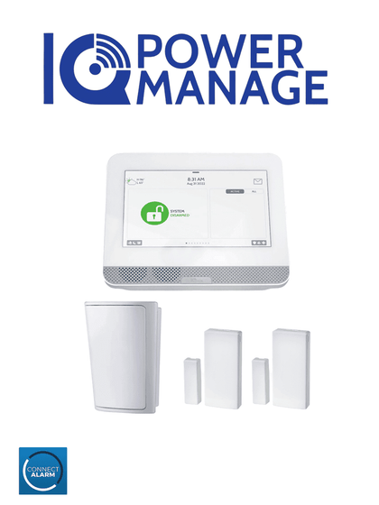 QOLSYS IQ4HUB POWER MANAGE PACK - Paquete que contiene Sistema de Alarma IQ4 HUB autocontenido, con pantalla táctil de 7, 1 sensor PIR inalámbrico PG9914 y 2 sensores magnéticos inalámbricos PG9303 IQPM