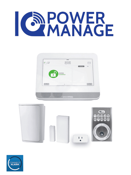 QOLSYS IQ4 HUB POWER MANAGE Automation KIT - Paquete que contiene Sistema IQ 4 HUB POWER MANAGE, con pantalla táctil de 7, 1 sensor PIR inalámbrico PG9914, 1 sensor magnético inalámbricos PG9303, 1 enchufe inteligente y una cerradura Power G IQPM