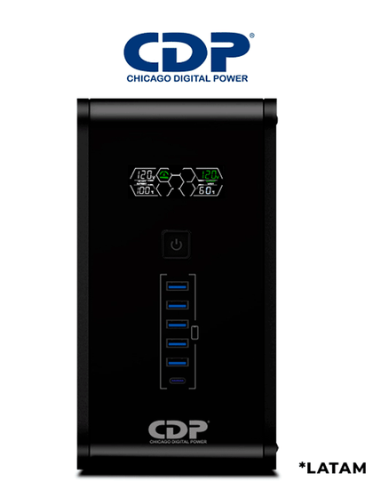 CDP R-Smart1210 - UPS / 1200VA / 720W / Pantalla LCD / 10 Terminales de salida / 5 Contactos con respaldo y AVR / 5 con supresión de picos