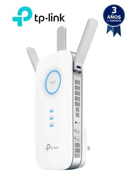 TP-LINK RE450 - Repetidor de señal WiFi AC1750 de doble banda 2.4GHz 450Mbps y 5GHz 1300Mbps con indicador inteligente de señal, modo punto de acceso, 3 antenas externas y 1 puerto Ethernet RJ45 10/100/1000Mbps.