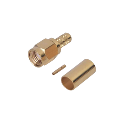 Conector SMA Macho Inverso de anillo plegable para cable RG-142/U, Oro/Oro/Teflon.