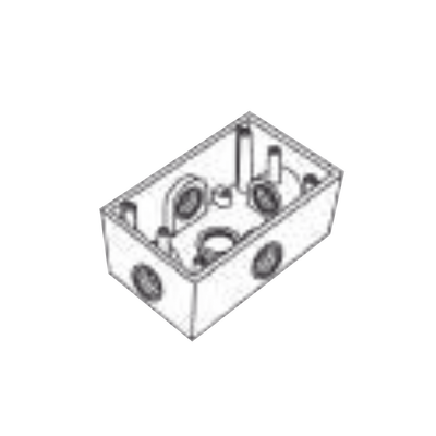 Caja Condulet FS de 3/4 (19.05 mm ) con cinco bocas a prueba de intemperie.