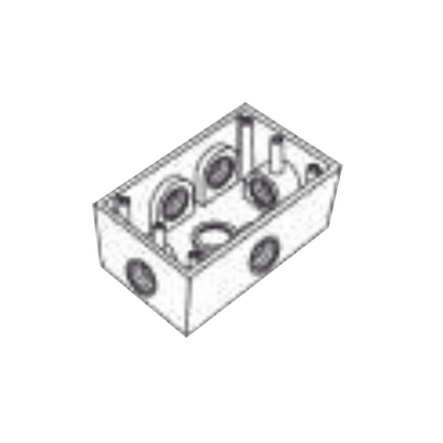 Caja Condulet FS de 1/2 (12.7 mm) con seis bocas a prueba de intemperie.