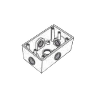 Caja Condulet FS de 1 (25.4 mm) con cinco bocas a prueba de intemperie.