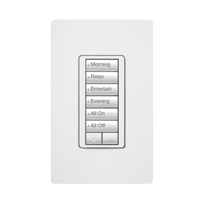 (RadioRA2) Teclado Seetouch Hibrido 6 botones, 2 botones subir/bajar, programe escenas diferentes en cada botón,puede instalarse en un interruptor de luz.