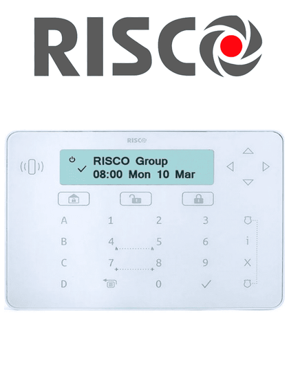 RISCO RPKELPWT000A - Teclado Elegante / Cableado por BUS / Para Programacion Armado y Desarmado Con Proximidad / Compatible con Wicomm-LightSYS Plus+