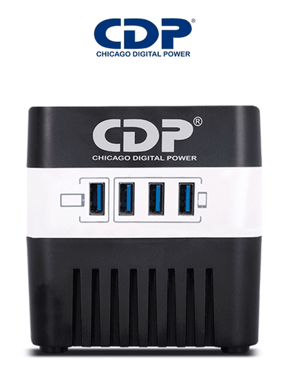 CDP RU-AVR604- Regulador de Voltaje / Supresión de Picos / 600VA / 300W / 4 Puertos USB para Carga de 2.1A Max / 4 Salidas Reguladas / Indicadores Led / Diseño Compacto MCI2Q125