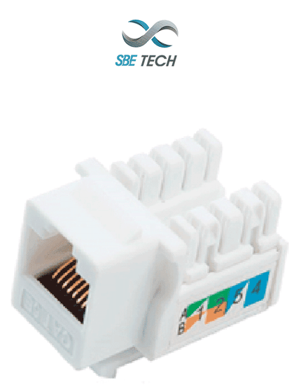 SBETECH 2302WT- Módulo jack keystone RJ45, 8 hilos, CAT 5e, compatible con calibres AWG 22-26, color blanco