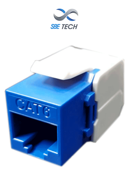 SBETECH JACKC6BL- Módulo jack keystone RJ45, 8 hilos, CAT 6, compatible con calibres AWG 22-26, color azul