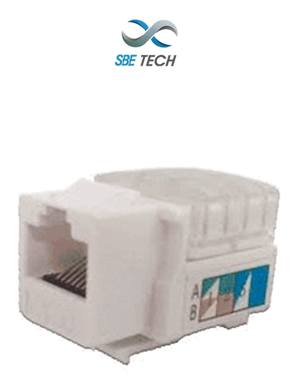 SBETECH JACKC6WT- Módulo jack keystone RJ45, 8 hilos, CAT 6, compatible con calibres AWG 22-26, color blanco