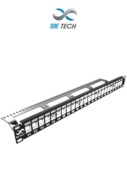 SBETECH SBE-PMODS - Panel de parcheo modular de 24 puertos, blindado, compatible con cables Cat 5 y Cat 6