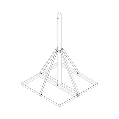 Base No Penetrante Base de 0.9 x 0.9 m con Mástil de 1.5 m x 2 diam. Ced.30 para Instalación de Antenas (HOT-DIP).
