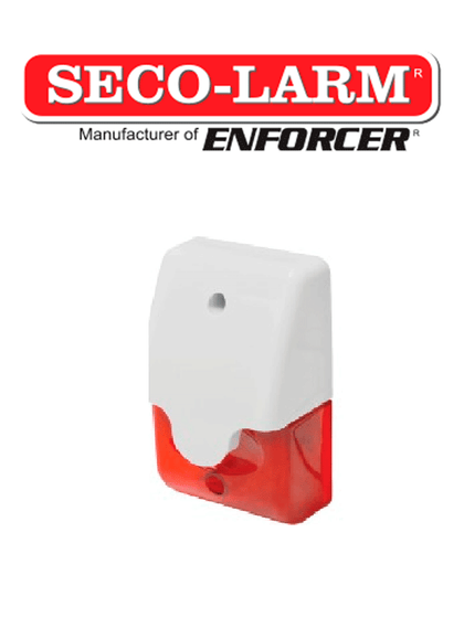 Seco-Larm SL1312SAR - Sirena mini piezoeléctrica roja y luz estroboscópica LED